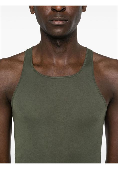 Canotta con orlo asimmetrico in verde Rick Owens - uomo RICK OWENS | RU02D6150MR75